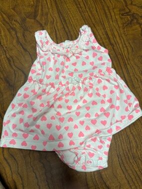 Carter's White Baby Romper with Pink Heart Print